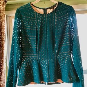 BCBG MAXAZARIA Teal dressy lace top